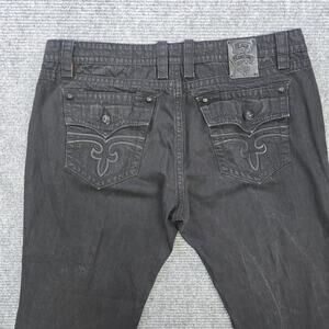 Rock Revival Steven Straight Jeans Mens 44x34 Black Distressed Denim